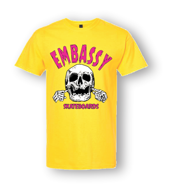 "Hear No Evil" Tee Shirt PINK on YELLOW - Image 2