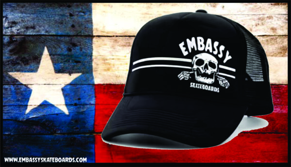 Embassy Striped Skully Trucker Cap