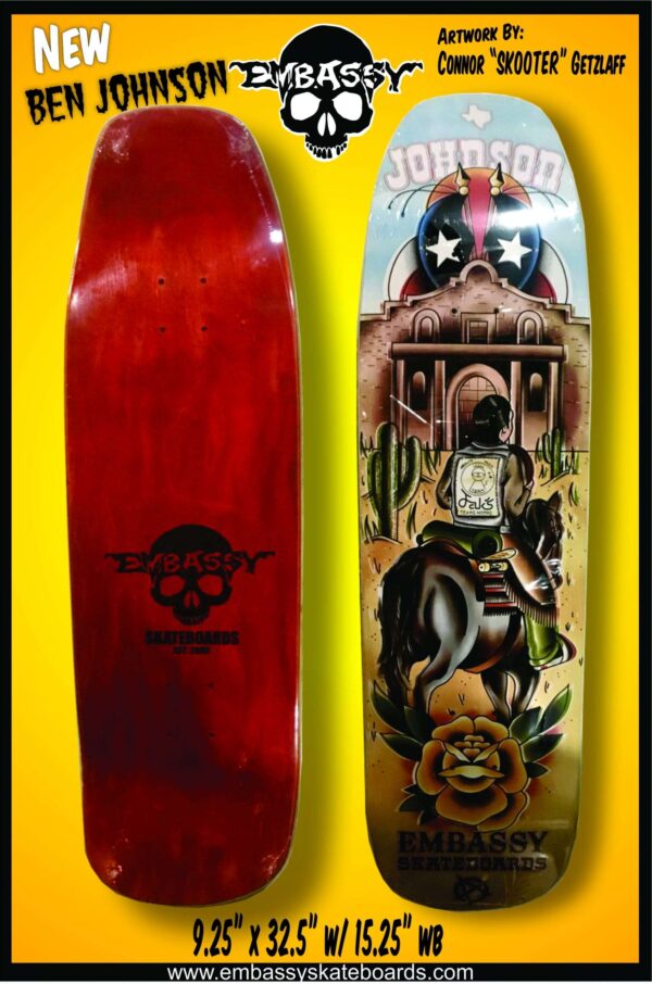 ben johnson "jaks" alamo graphic. 9.25" shape