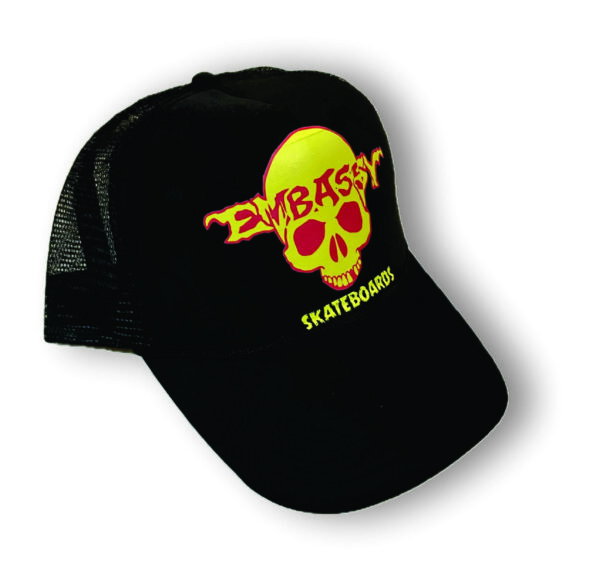embassy "skully" halloween trucker cap