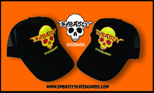 embassy "skully" halloween trucker cap