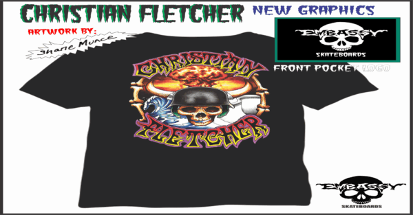 Christian Fletcher Retro Graphic on BLACK tee-shirt - Image 2