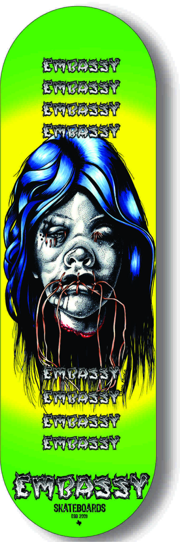 shrunken head "speak no evil" deck 8.5"