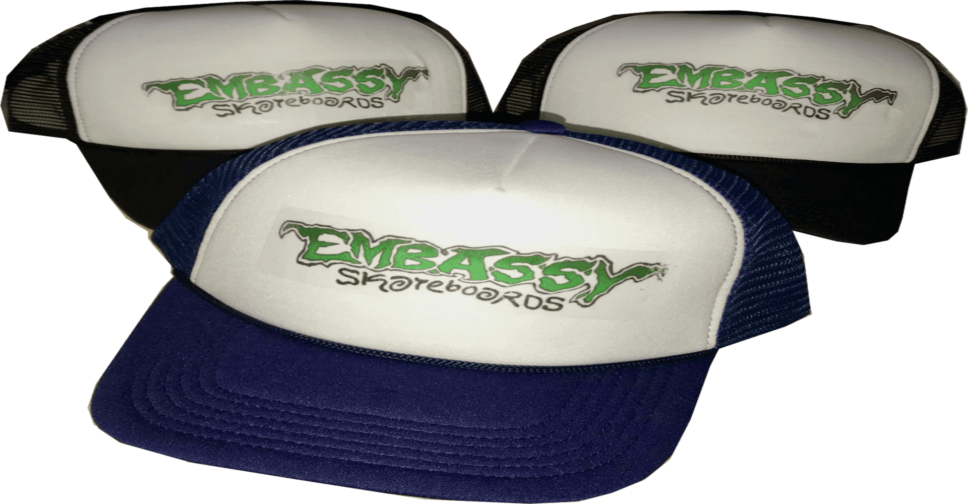 green embassy logo trucker cap