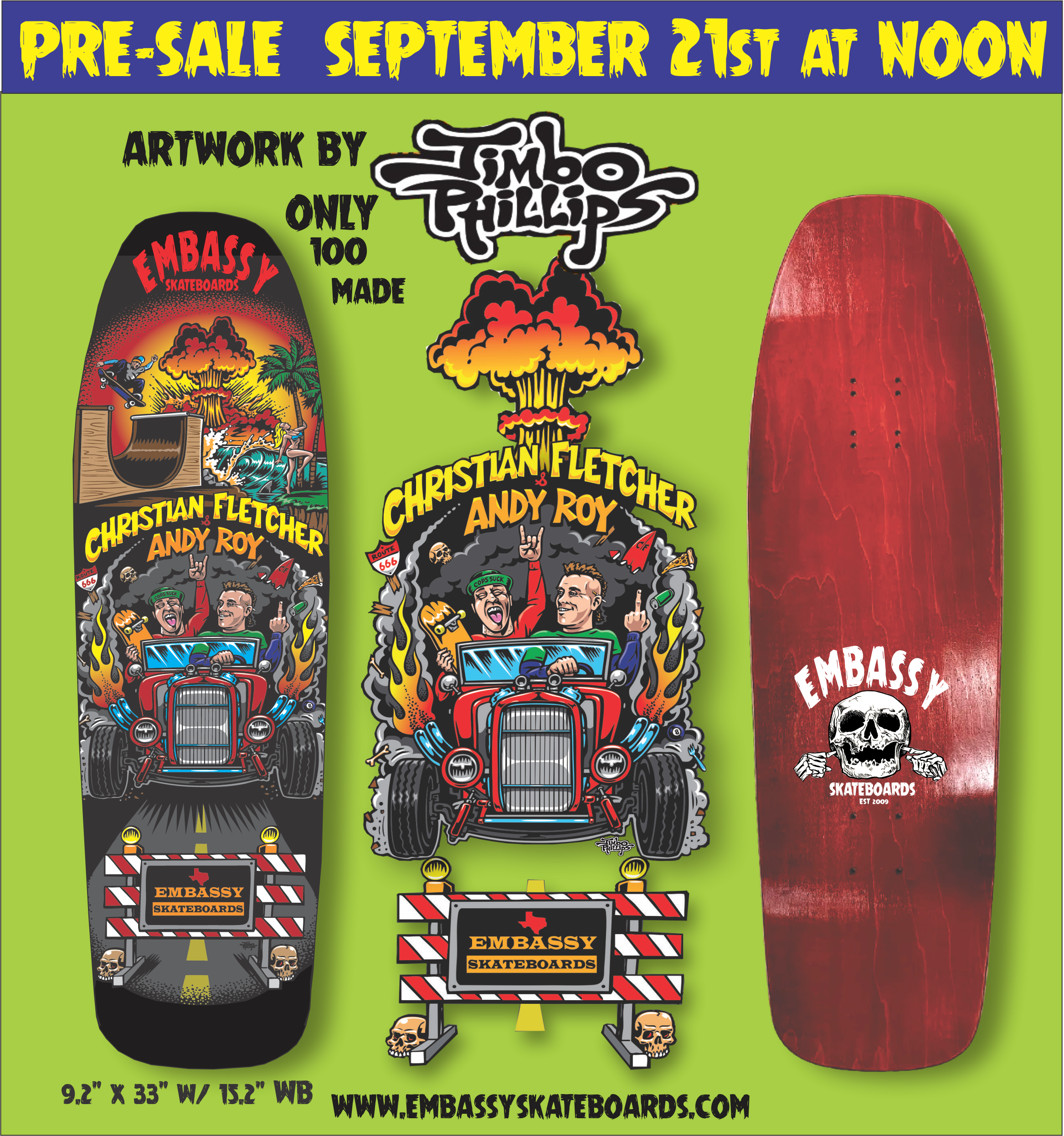 Christian Fletcher/ Andy Roy Collab on Pool shape 9.2"
